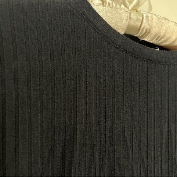 Daily Ritual Black Blouse Ribbed Balloon Bishop Sleeve Flowy Knit Modest Sz XS - Picture 6 of 10